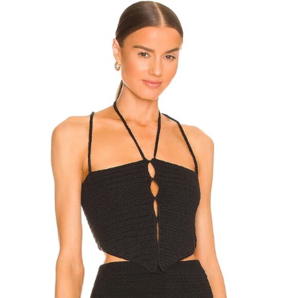 Revolve x H:ours Paetyn Crochet Top in Black NWT Size Small - Picture 1 of 3